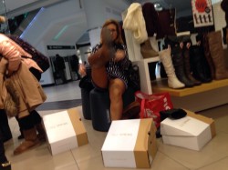 MILF upskirt in the shoe store