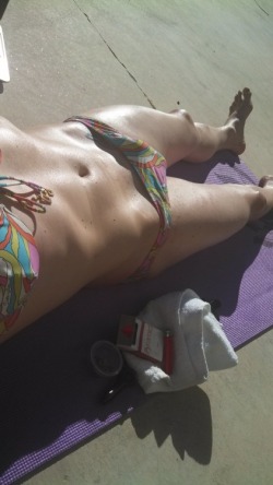 Stoned sissy sunbathing