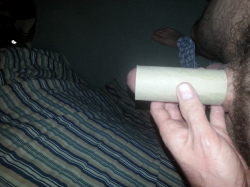 Mushroom dick inside toilet paper roll