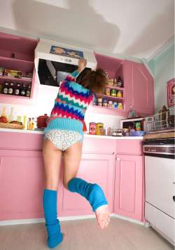 Polka dot panties and leg warmers