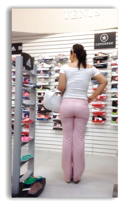 Cute pink pants with visible panty lines