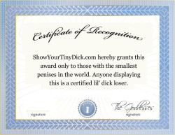 Tiny Dick Certificate for Those Worthy of It – Sign Your Name!