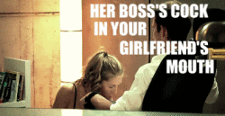 Naughty girlfriend sucking off her boss