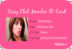 Sissy Amanda’s Fem Sissy Club Card