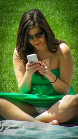 Caught Up Texting and Shows Her Panties