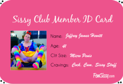 Sissy Jeffrey’s Humiliating Sissy ID Card