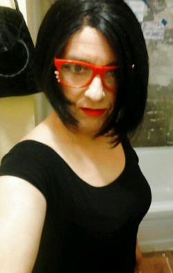 Sissy exposure with her red frames on!