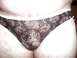 black lace see thru panties showing my pathetic little clitty