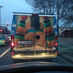 Socks and ass on a van in Croatia