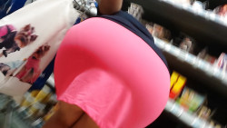 Big ass bent over in public in a hot pink skirt