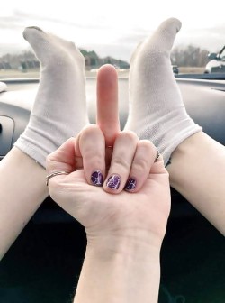 Sock Tease Giving the Middle Finger