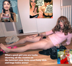 All the women laugh when they see how little this sissy crossdresser’s erect pindick is! T ...