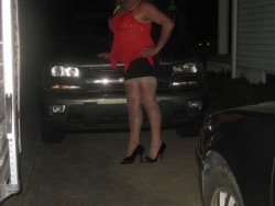 Driveway posing sissy