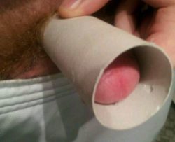 Even trying to cheat and push my cocklette through the toilet paper roll