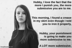 More punishment hubby gets the more submissive he becomes