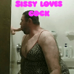 Fat Sissy Loves Sucking Cock Caption GIF