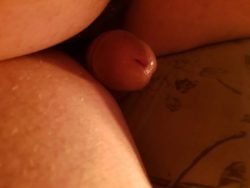 Baby dick poking out with glowing cherry head
