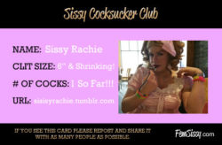 Sissy Rachie Is an Official Cocksucker Club Member