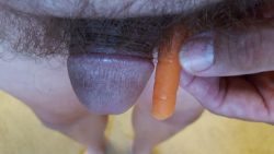 Small little clitty doing the Baby Carrot Challenge