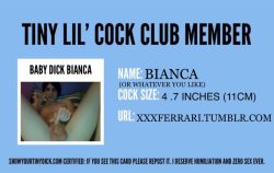 Now introducing: Baby Dick Bianca!