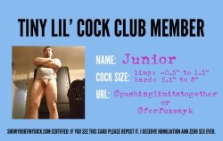 Lil’ Junior is officially a Tiny Lil’ Cock Club Member!