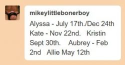 List of dates I was dumped for having a dinky dicklette