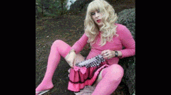 Little penis sissy slut! hairy pussy femboy with a baby dick! Crossdresser playing with her smal ...
