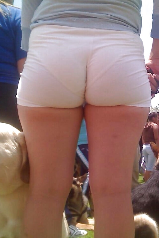 Juicy White Ass in Shorts with Visible Pantylines