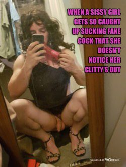 Sissy Girl Caught Sucking Fake Cock
