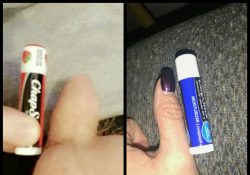 My hard dick compared to her thumb.
