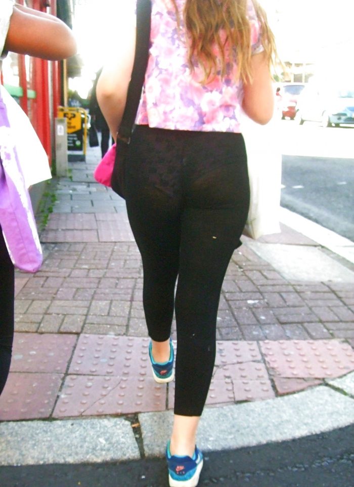 Leggings with Booty Short Panty Lines Showing