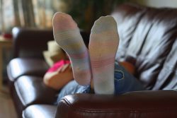 Cute smelly socks feet in view