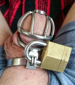 Put a keyed locked on his chastity cage