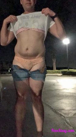 Sissy beta flashes bra and panties