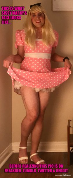 Doing my best pretty sissy face in polka dots
