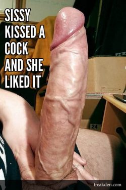 Sissy kissed a cock and she liked it