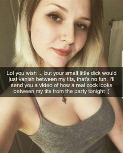 Your small dick would vanish between my tits