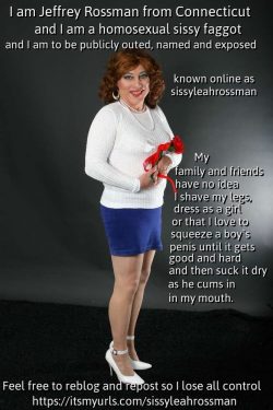 This is the sissy faggot, Jeffrey Rossman, from Connecticut, seen wearing a skirt, pantyhose and ...