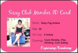 Sissy Club Member ID Exposure Card
