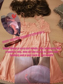 Pathetic pink chiffon sissy cockslut