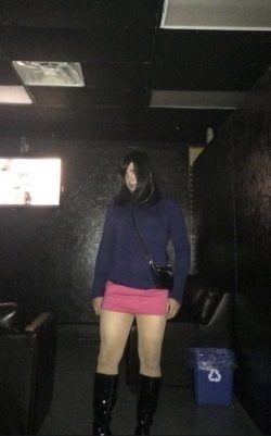 sissy slut loves to work a darkened room, standing or on her knees