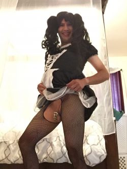 this sissy wants to get broken 😈😈😈 hahah she can clean my house in this maid dress