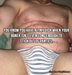 Short boner does not even stick out of his panties