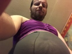 Fat sissy Brian wearing pantyhose and a bra