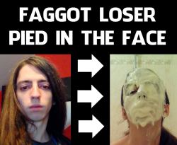 Stupid loser pied in the face