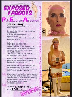 Sissy faggot Blaine Gray expose me