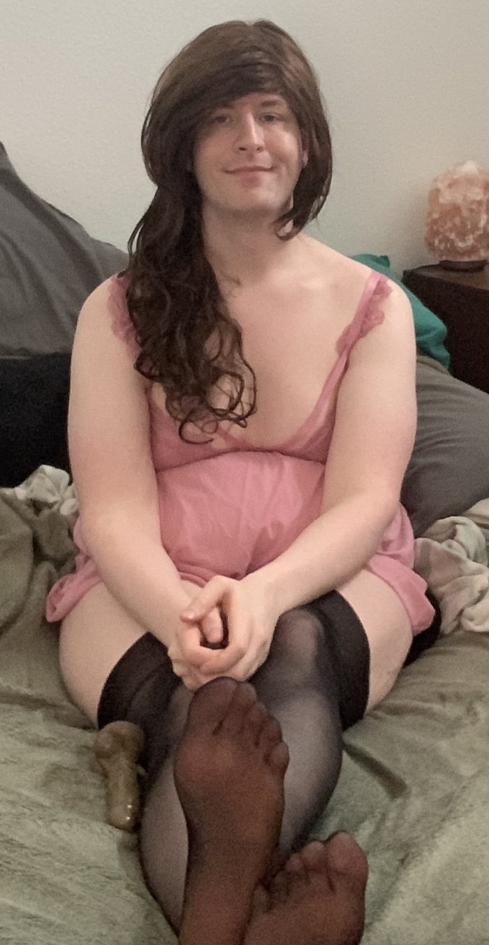 Sissy Adrianna is Truly Happy in Lingerie