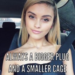 Smaller chastity cage and a bigger butt plug