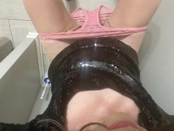sissy monique being exposed in black sequence and pink panties