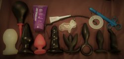 Submissive slaves anal training toy box